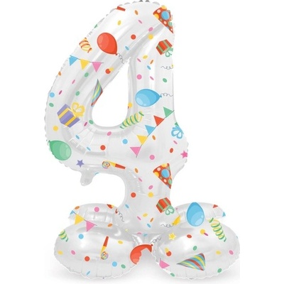 Folat Balónek fóliový číslo 4 samostojné Veselá party 41 cm