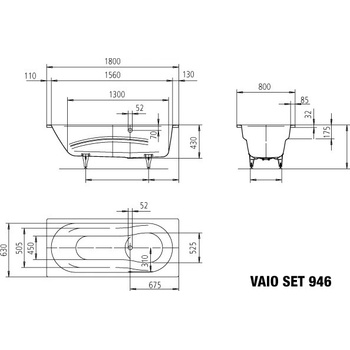Kaldewei Vaio Set 180 x 80 cm 234623000001