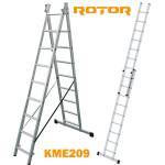 ROTOR Стълба алуминиева, сгъваема, 2x9 стъпала, 4.32 м, ROTOR KME209 (KME209)
