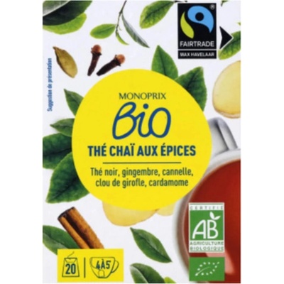Monoprix Biologique BIO Černý Chai Tea 20 sáčků 32 g