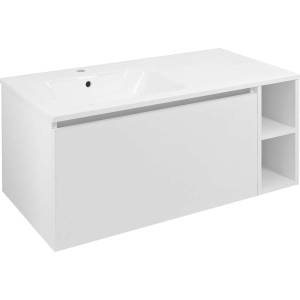 SAPHO Lorea - Шкаф за мивка 100x46x52 см, 1 врата, 1 чекмедже, ляв, матово бял LE080-3131-L-01 (LE080-3131-L-01)