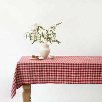 Linen Tales Ľanový obrus Red Gingham 140x250cm