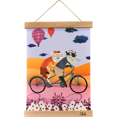 Art print plagát Skibi A4 - Ventilček a Dušička - dubová lišta uni
