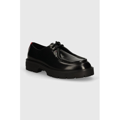 Tommy Jeans Кожени половинки обувки Tommy Jeans TJM SMART DERBY SHOE в черно EM0EM01418 (EM0EM01418)
