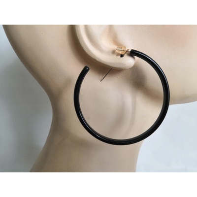 Bizuterka-eshop.cz naušnice plastové kruhy černé BZ-06979