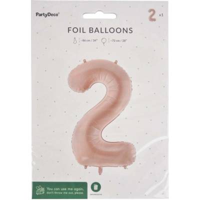 PartyDeco Balónek fóliový číslo 2 béžový 72cm