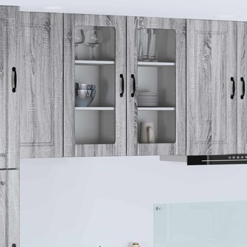 vidaXL Стенен стъклен шкаф PORTO 2 pcs Сив Сонома 40 x 31 x 80 см (885348)