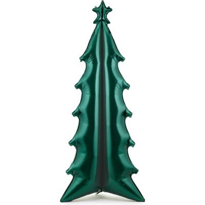 PartyDeco Stojaci fóliový XXL balón Vianočný stromček zelený 77 x 184 cm