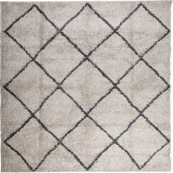 Шаги килим с дълъг косъм, модерен, бежов и антрацит, 200x200 cm