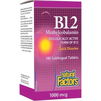 Natural Factors Витамин B12 1000 mcg (метилкобаламин) 180 сублингвални таблетки | Natural Factors (1243 NF)