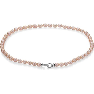 Swan Колие със сладководни розови оризови перли RICE42NP Swan