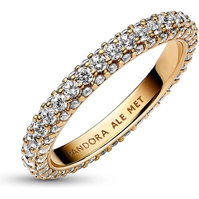 Pandora Blyštivý pozlacený prsten se zirkony Shine Timeless 162627C01