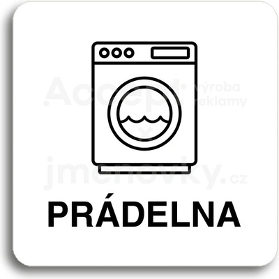 ACCEPT Piktogram prádelna - bílá tabulka - černý tisk bez rámečku