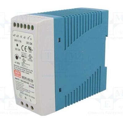 MEAN WELL MDR-40-24 Napájecí zdroj: spínaný; na lištu DIN; 40W; 24VDC; 1,7A; 85÷264VAC