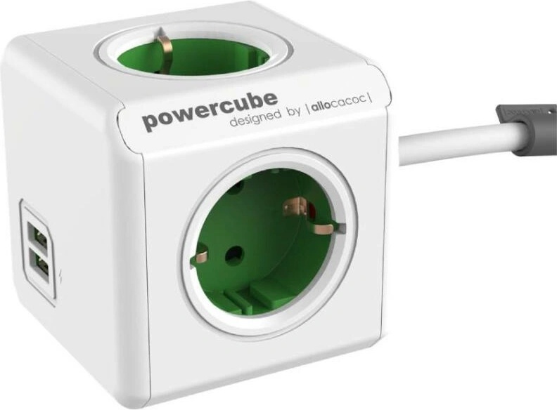allocacoc PowerCube Extended 4 Plug + 2 USB 1,5 m (1402GN)
