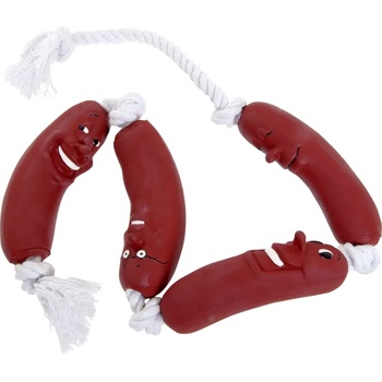 Flamingo Dog toy Sausage - Забавна играчка за кучета , наденички с въже за дърпане и дъвчене, 72 см