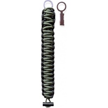 PKshop Paracord náramek double cobra s křesadlem, zeleno-černý