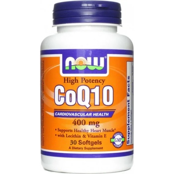 NOW Хранителна добавка Коензим Q10+ витамин Е комплекс, Now CoQ10 400 mg Vitamin E 30 softgels