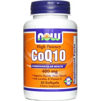 NOW Хранителна добавка Коензим Q10+ витамин Е комплекс, Now CoQ10 400 mg Vitamin E 30 softgels