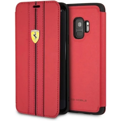 Ferrari Луксозен кожен кейс-тефтерче Ferrari за Samsung Galaxy S9, Черен (FESURFLBKTS9REB)