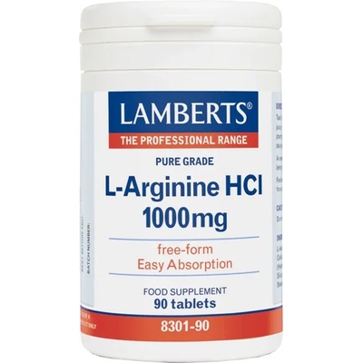 LAMBERTS Хранителна добавка L-Arginine, Lamberts L - Arginine HCI 1000mg 90 caps