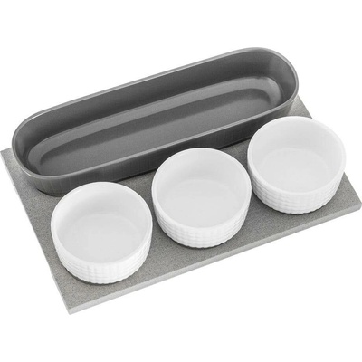 Villa Altachiara Yin&Yang Set 4 servírovacích misek s podnosem 29 x 2 1,5 cm