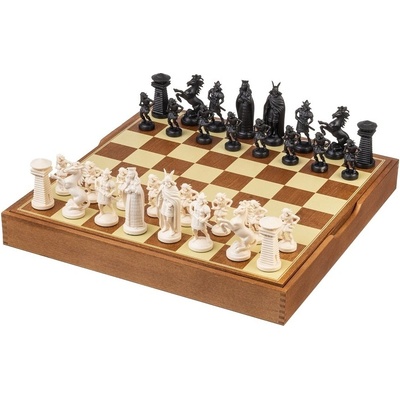 Dřevo plastové šachy Viking - černo / bílé střední