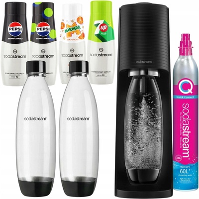 SodaStream Terra Black + 2 lahve + 4 sirupy bez cukru