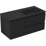 Mexen Rivel шкаф за баня 100 см с мивка Otis дясна, 2S, 1D, ерозирана, черна мат (91A23-10047-3-BBFFF71-W18P71)