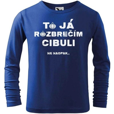 Dobrý triko Dětské bavlněné triko s potiskem Rozbrečím cibuli Královská modrá