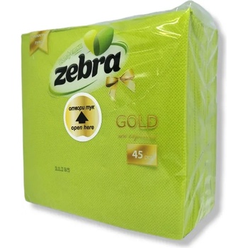 ZEBRA салфетки, Gold, Зелени, 33х33см, 2 пласта, 45 броя