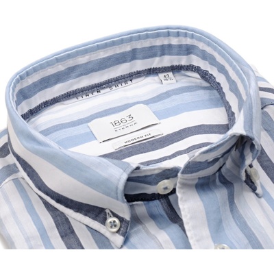Eterna Modern Fit 1863 Super Soft luxusní lněná košile s modrými proužky