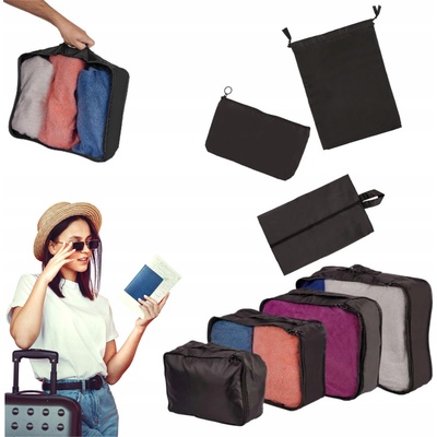 Organizátory kufra cestovná sada 7 kusov odevov úložné doplnky vodotesné tašky make-up taška taška na topánky čierna