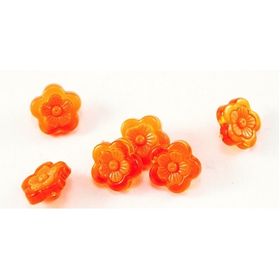 Gombík v tvare kvetinky so spodným prišitím - oranžová - priemer 1,5 cm