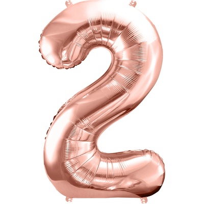 PartyDeco BALÓNEK fóliový číslo 2 růžové zlato 86 cm