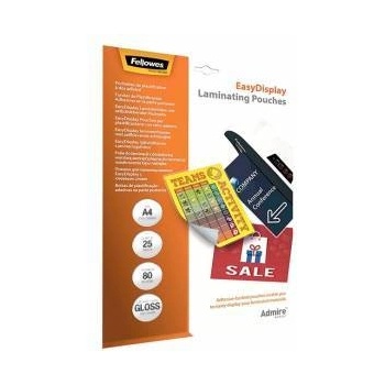 Fellowes Фолио за ламиниране Fellowes, Със самозалепващ гръб, A4, 80 μm, 25 броя, 1065140003