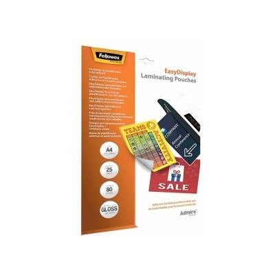 Fellowes Фолио за ламиниране Fellowes, Със самозалепващ гръб, A4, 80 μm, 25 броя, 1065140003