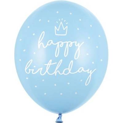 Party Deco Латексови Балони, Светло Синьо ''Happy Birthday'' 30см (SB14P-244-011)