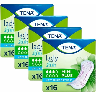TENA Lady Slim Mini Plus mäkké inkontinenčné vložky 4 x 16 ks