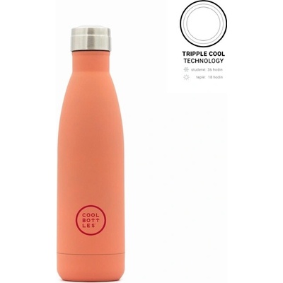 Cool Bottles Termo fľaša z nerezovej ocele Pastel Coral trojvrstvová 500 ml
