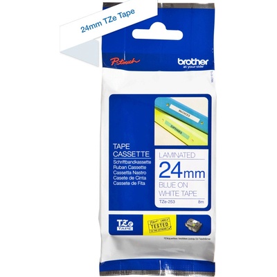 Páska do tiskárny štítků Brother TZ-253, 24mm, modrý/bílý, O