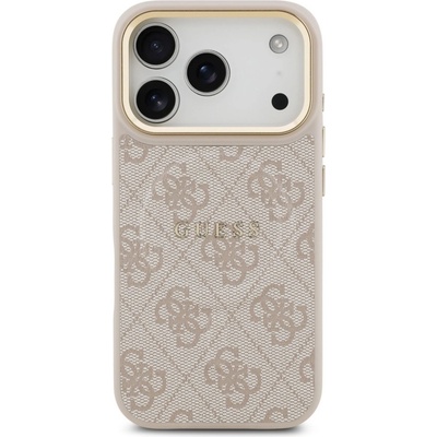 GUESS Гръб Guess PU Leather 4G Gold Frame MagSafe Case за iPhone 17 Pro - Розов