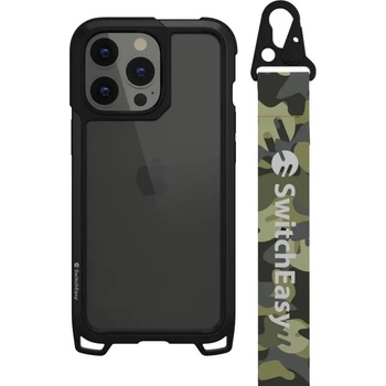 SwitchEasy Odyssey Camo Green Case - удароустойчив хибриден кейс с връзка и карабинер за iPhone 13 Pro (черен)