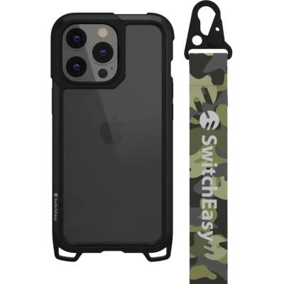 SwitchEasy Odyssey Camo Green Case - удароустойчив хибриден кейс с връзка и карабинер за iPhone 13 Pro (черен)