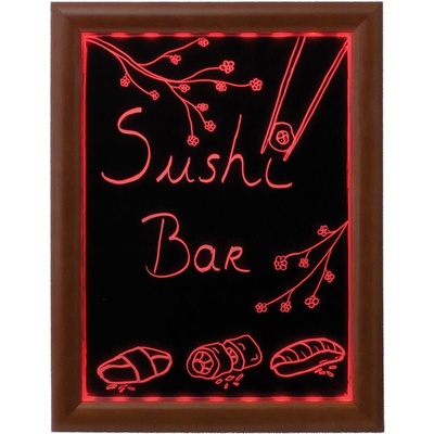 Noble Class Barevná světelná LED tabule 40 x 50 cm s dřevěným rámem, mahagon