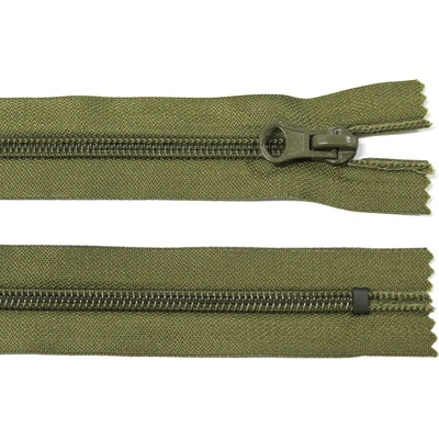 Spirálový zip no.5 nerozepínací 14cm khaki zelený světlý