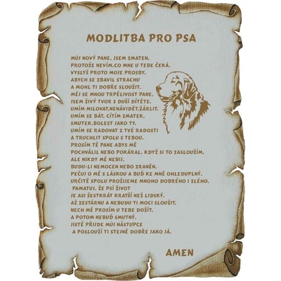 Dřevo Novák Modlitba pro psa č.786 pergamen z překližky