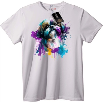 NOONEBRAND Тениска с Цветно Куче - XL, White