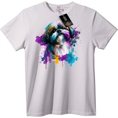 NOONEBRAND Тениска с Цветно Куче - XL, White