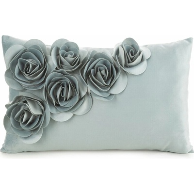 Takoy Povlak na polštář 30 x 50 cm z veluru mátové barvy zdobený 3D růžemi-HF-480685 | 30 x 50 cm